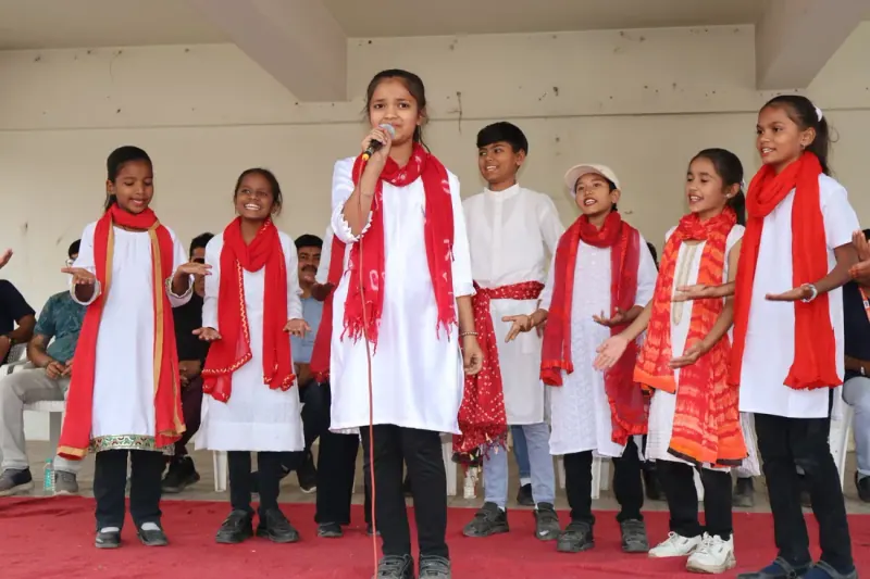 Students at the morning assembly