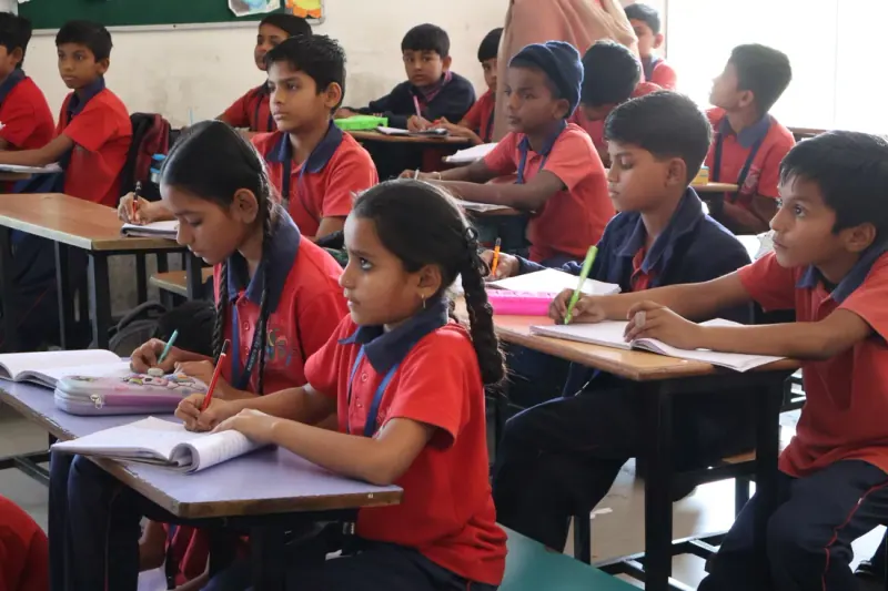 Students reading in class