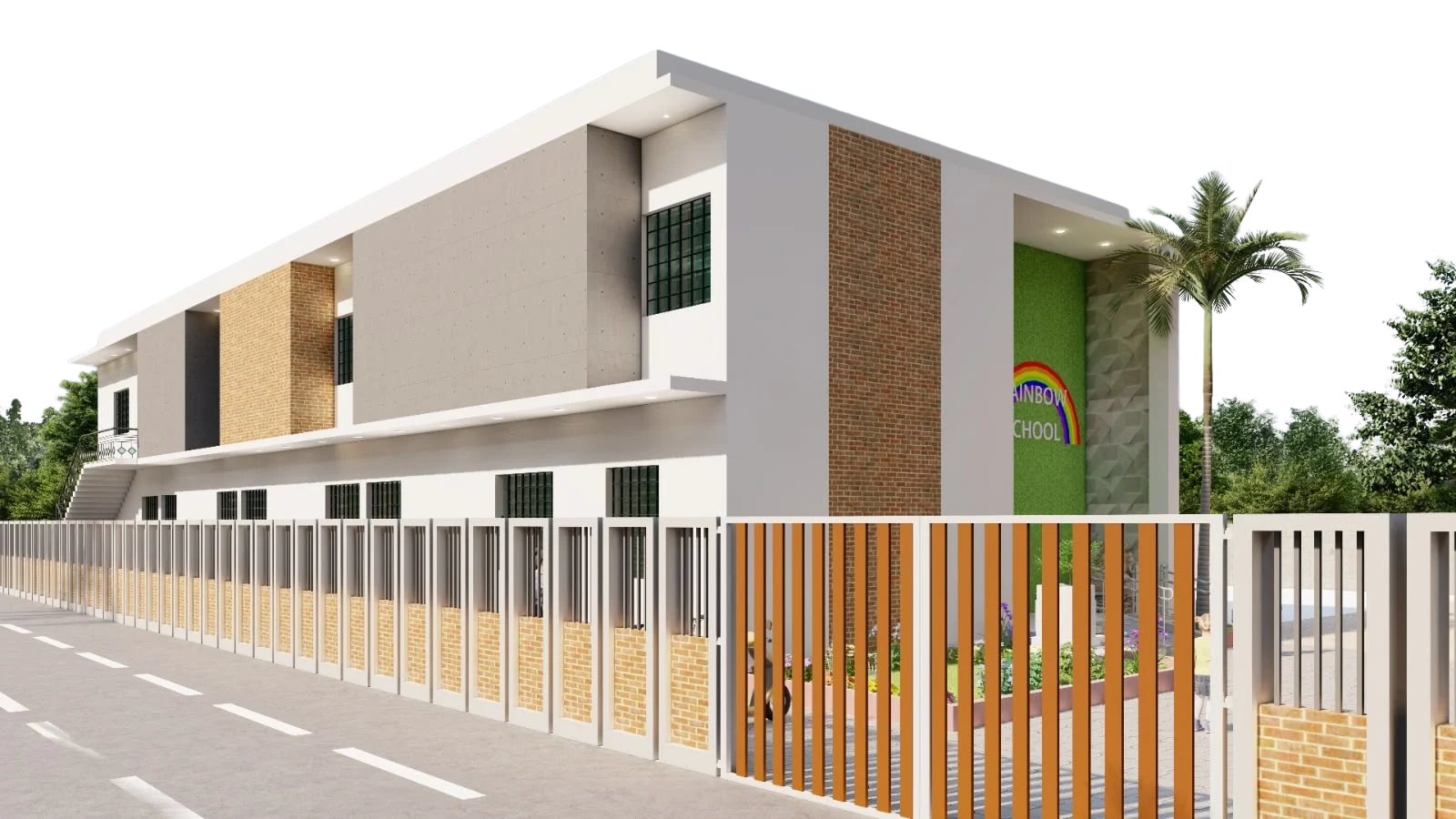 The Rainbow English School campus building in Adipur