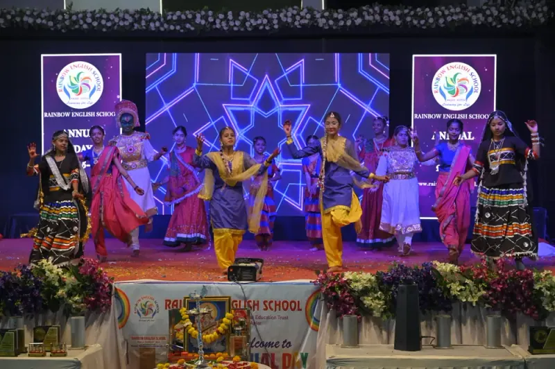 Students performing Garba