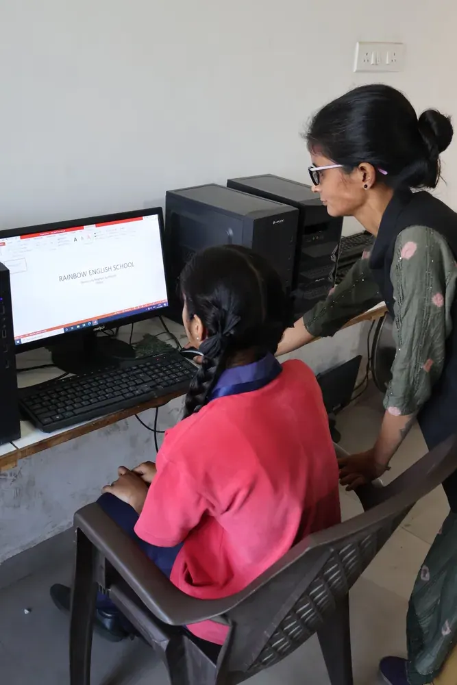 A student in the computer lab